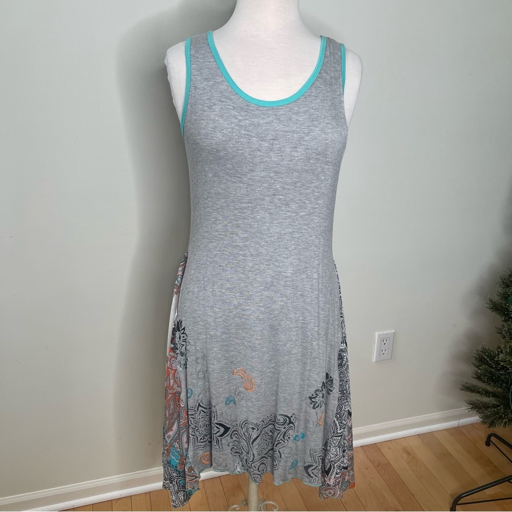 Sweet Hand Painted Boutique Spring / Summer Vacay Cruise Tank Dress Hi Low NWT M